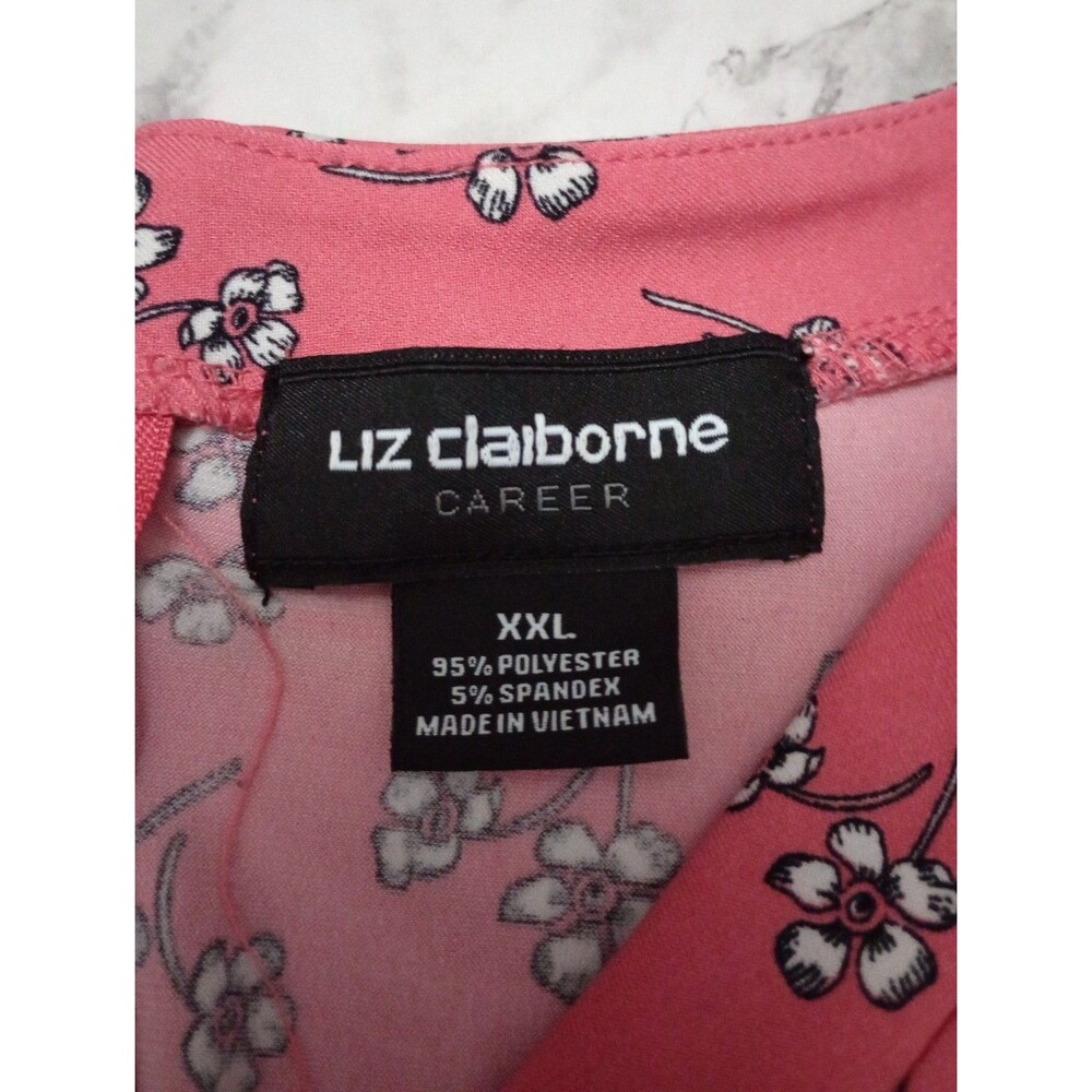 Liz Claiborne Pink Floral Blouse Cap Sleeve Zip Back Size XXL - Picture 3 of 7